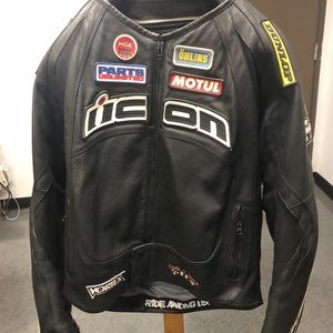 Icon leather motorcycle jacket XL